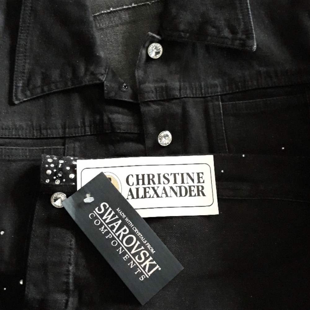 Black denim pant and jacket, size 4, LAST ONE - Picture 4 of 9